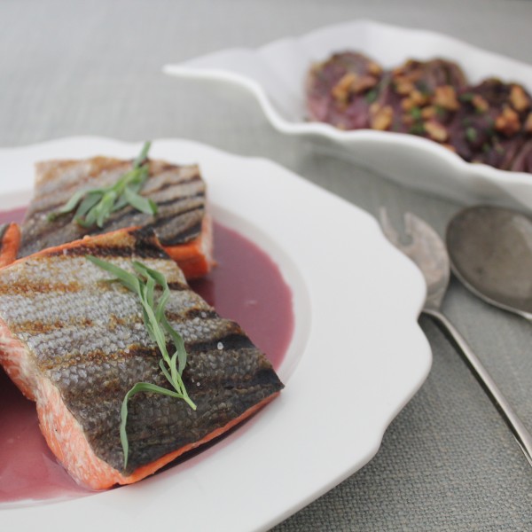 Salmon With Beurre Rouge And Red Wine Braised Endive 6616